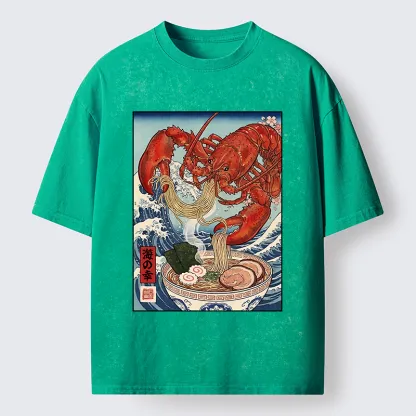 Tokyo-Tiger Lobster Ramen Wave Washed T-Shirt