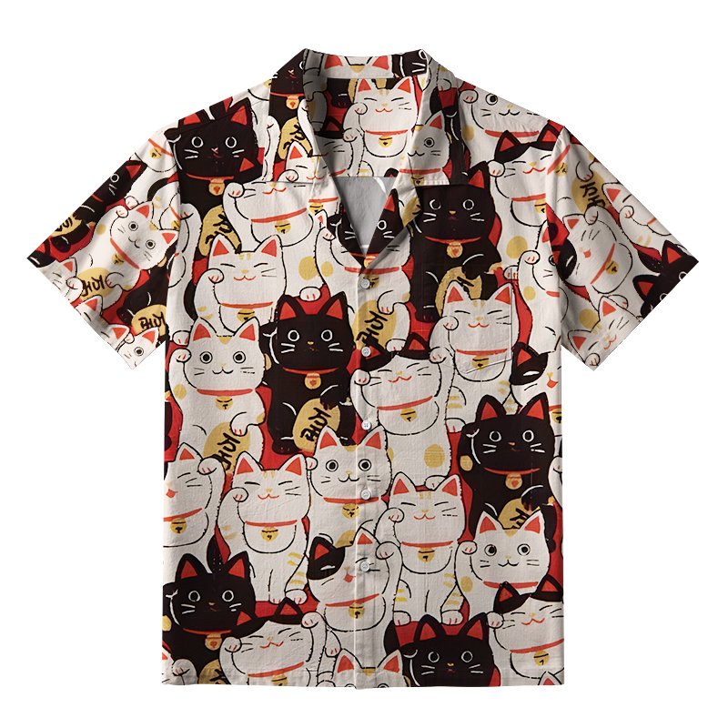 Tokyo-Tiger Lucky Cat Aloha Hawaiian Shirt