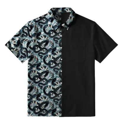 Tokyo-Tiger Floral Serpent Button-up Shirt