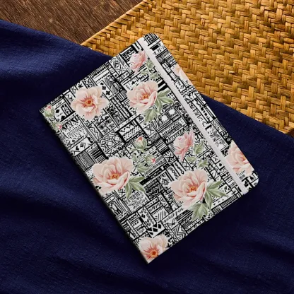 Tokyo-Tiger Flowers In Line Art Notebook