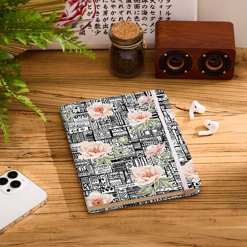 Tokyo-Tiger Flowers In Line Art Notebook