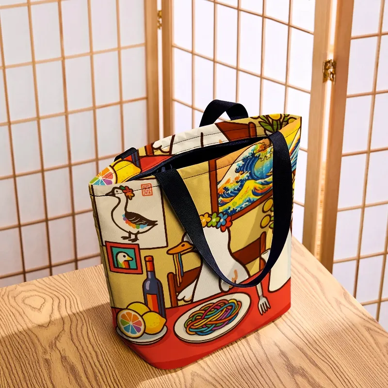 Tokyo-Tiger More Spaghetti Less Upsetti Goose Zipper Tote Bag