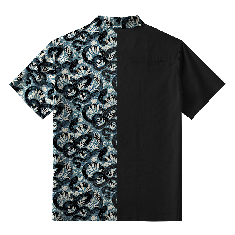 Tokyo-Tiger Floral Serpent Button-up Shirt