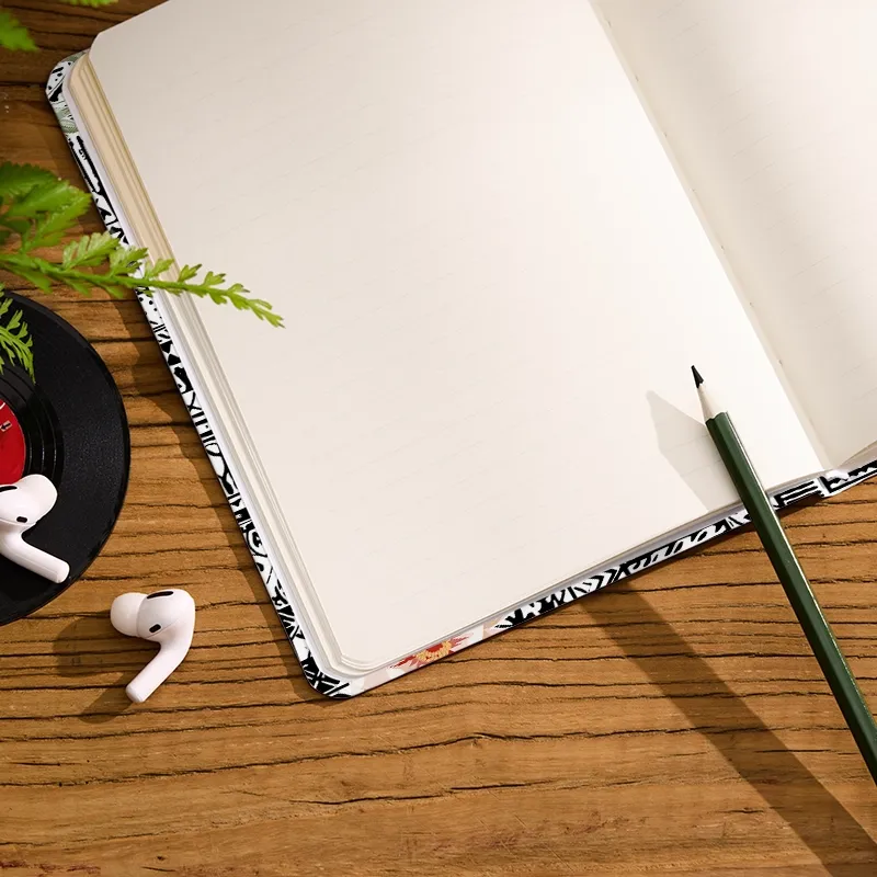 Tokyo-Tiger Flowers In Line Art Notebook