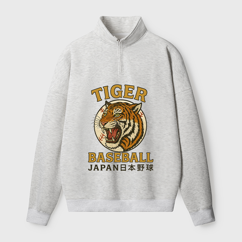 Tokyo-Tiger Osaka Japan Baseball Team Half Zip Fleece Sweatshirt