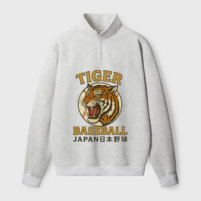 Tokyo-Tiger Osaka Japan Baseball Team Half Zip Fleece Sweatshirt
