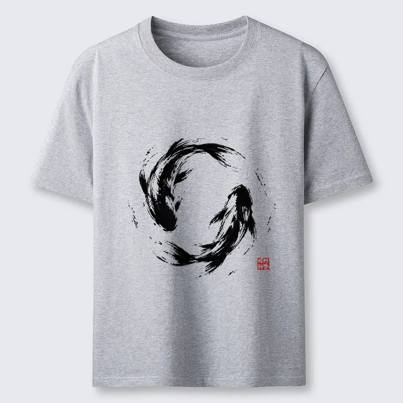 Tokyo-Tiger Ink Koi Fish Circle Classic T-Shirt