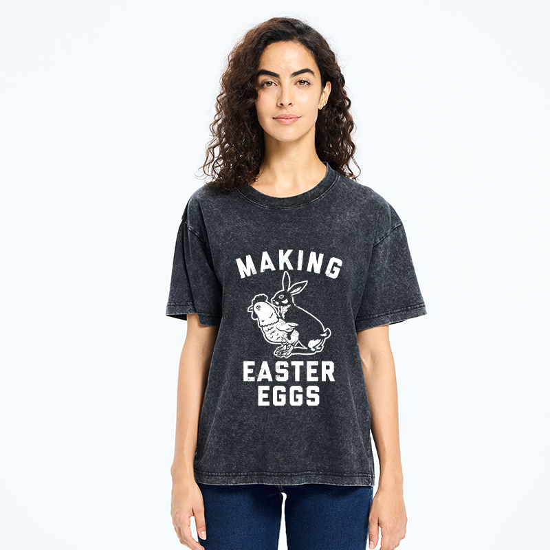 Tokyo-Tiger Making Eggs Easter Washed T-Shirt