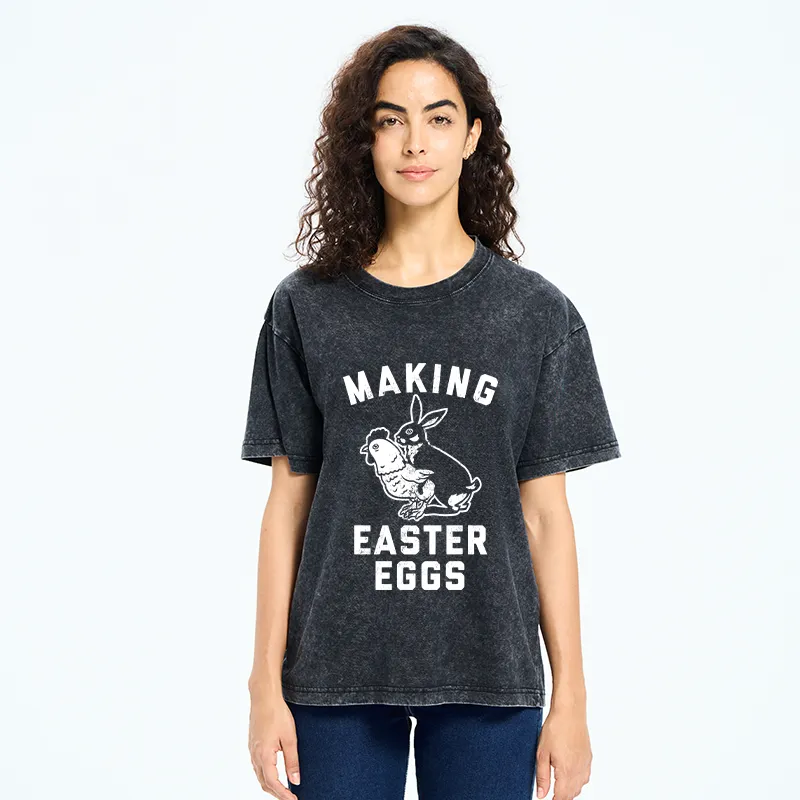 Tokyo-Tiger Making Eggs Easter Washed T-Shirt