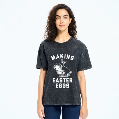 Tokyo-Tiger Making Eggs Easter Washed T-Shirt