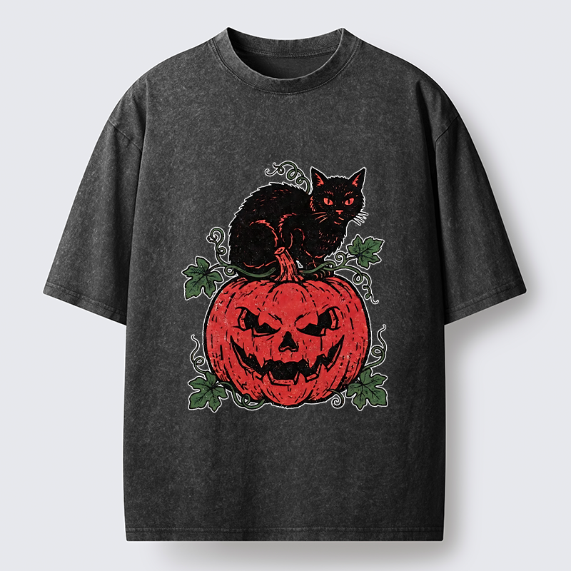 Tokyo-Tiger Pumpkin Black Cat Washed T-Shirt