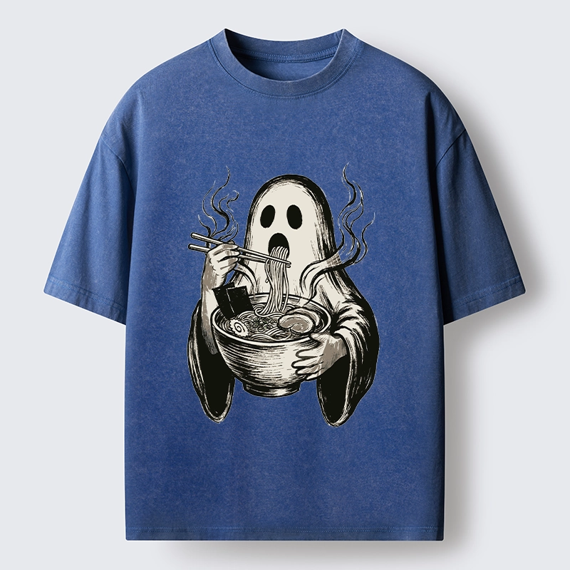 Tokyo‑Tiger Funny Ghost Ramen Washed T‑Shirt