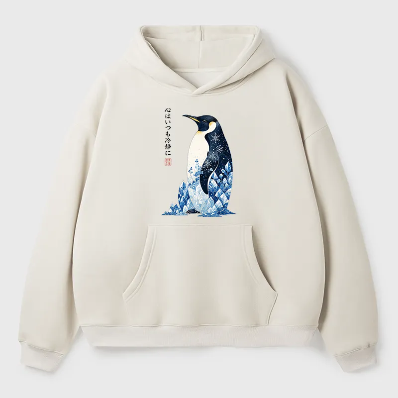 Tokyo-Tiger Keep Calm Penguin Adult Fleece Hoodie