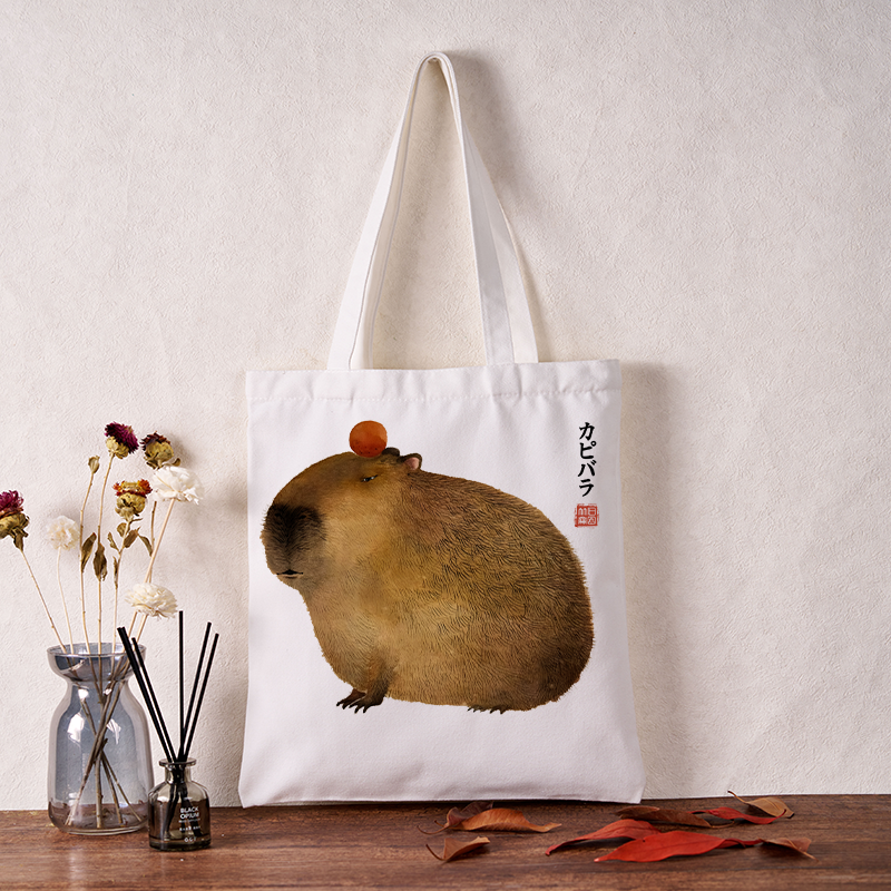 Tokyo-Tiger Calm Capybara Illustration Tote Bag