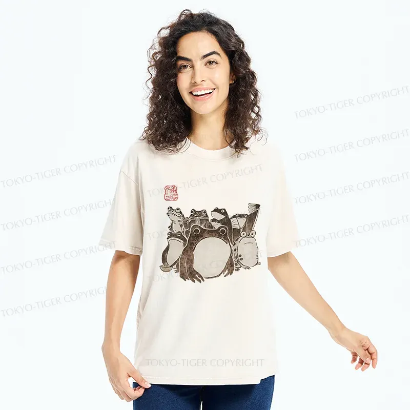 Tokyo-Tiger Japanese Frog Team Washed T-Shirt