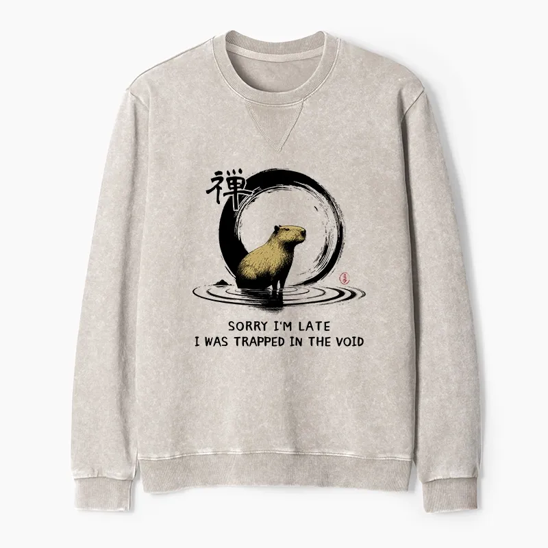 Tokyo-Tiger Zen Capybara Was Trapped In The Void Washed Terry Sweatshirt