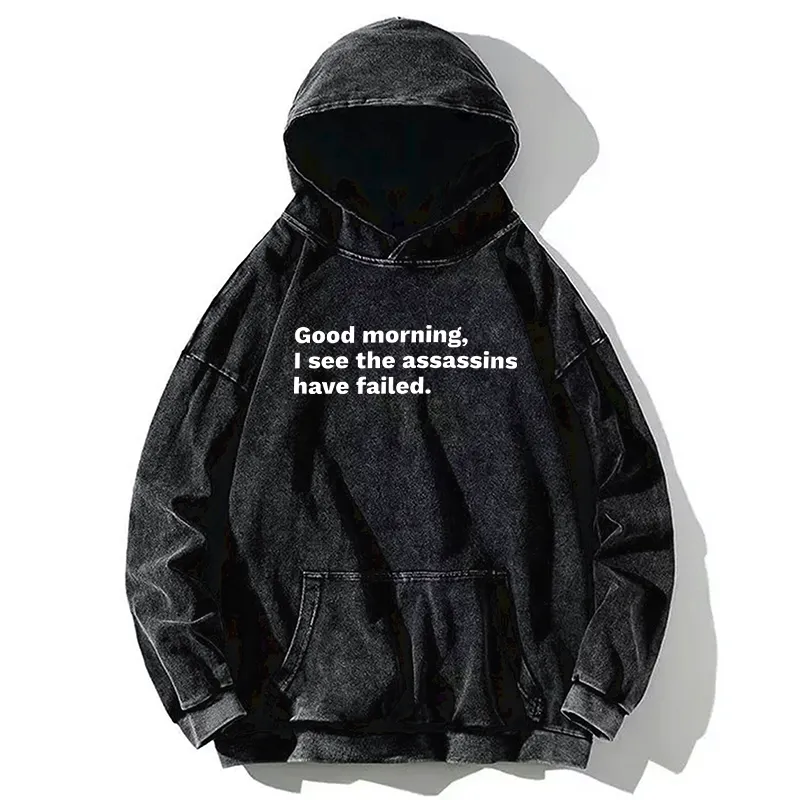 Tokyo-Tiger Assassins Failed Morning Quote Art Washed Hoodie Sale