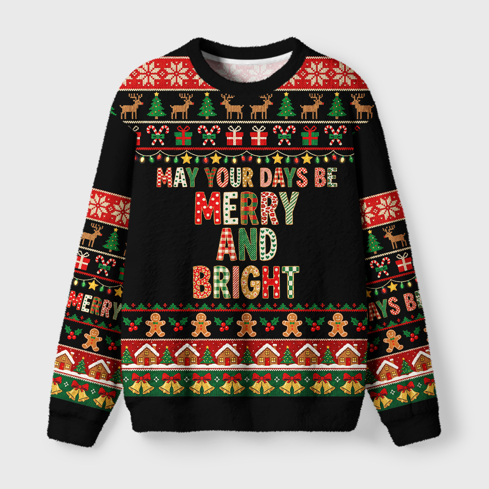 Tokyo-Tiger May Your Days Be Merry And Bright Fuzzy Christmas Ugly Sweatshirt