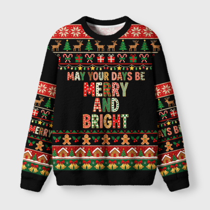 Tokyo-Tiger May Your Days Be Merry And Bright Fuzzy Christmas Ugly Sweatshirt