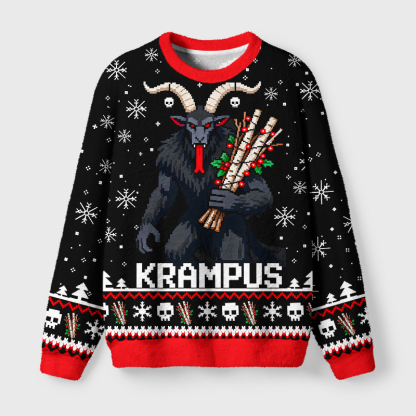 Tokyo-Tiger Terrifying Krampus Fuzzy Christmas Ugly Sweatshirt