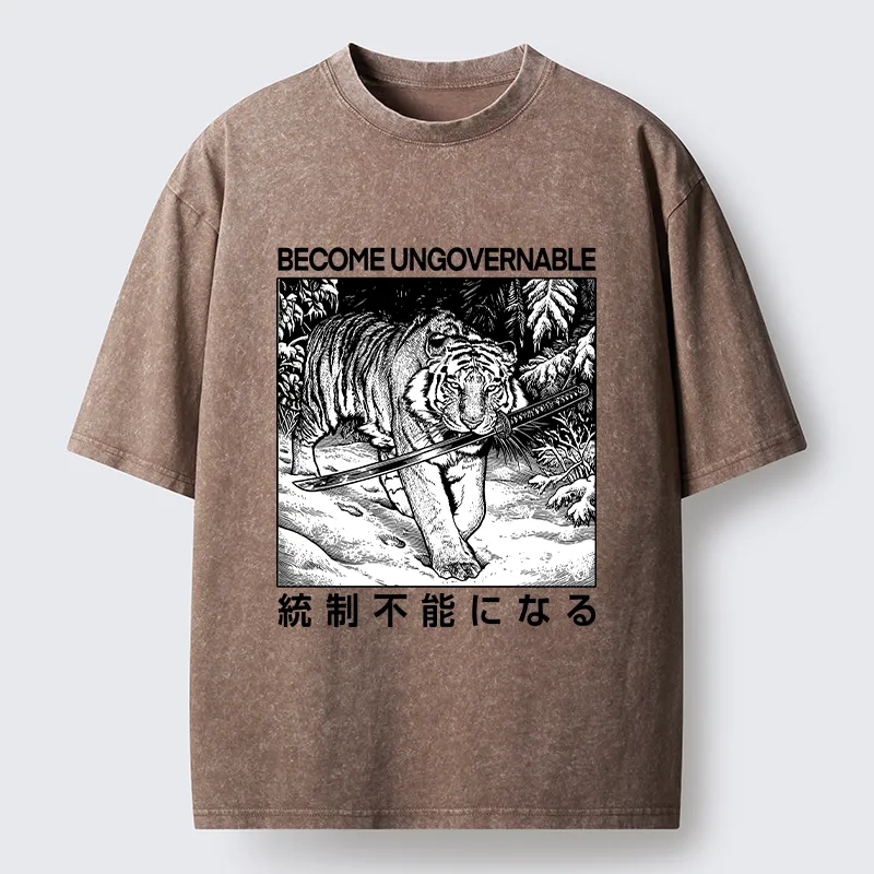 Tokyo-Tiger Sword Tiger Funny Meme Washed T-Shirt