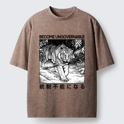Tokyo-Tiger Sword Tiger Funny Meme Washed T-Shirt