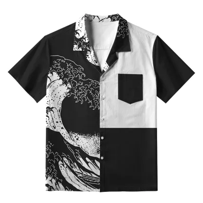 Tokyo-Tiger Monochrome Wave Aloha Hawaiian Shirt