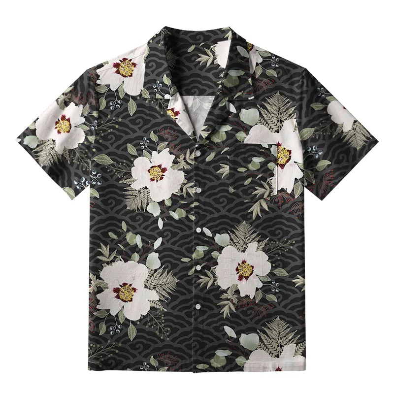 Tokyo-Tiger Flowers Blooming On Ripples Aloha Hawaiian Shirt