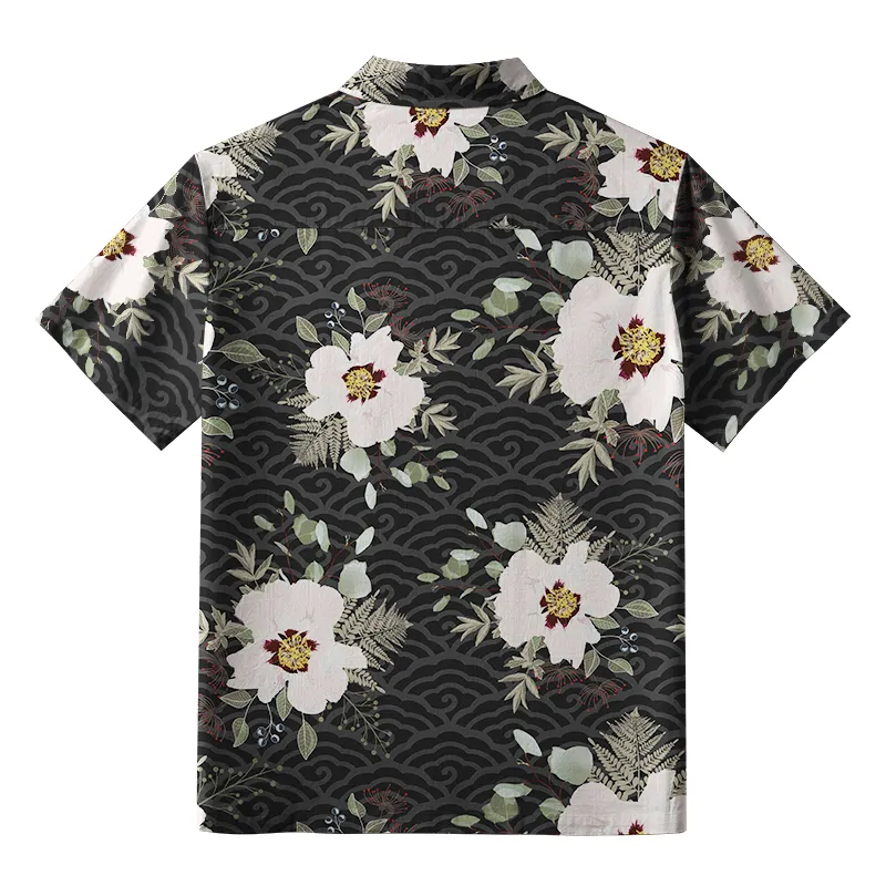 Tokyo-Tiger Flowers Blooming On Ripples Button-up Shirt