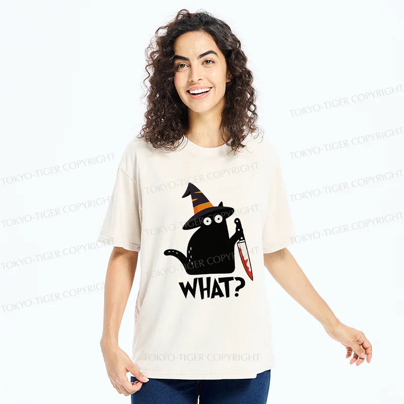 Tokyo-Tiger Halloween Back Cat Washed T-Shirt