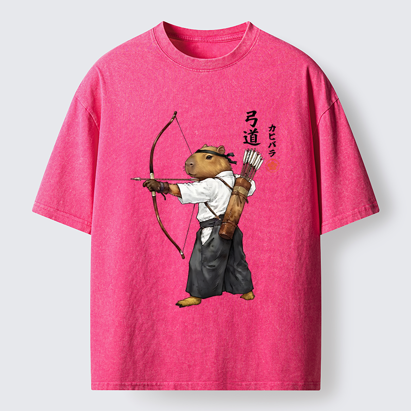 Tokyo-Tiger Capybara Kyudo Meme Washed T-Shirt