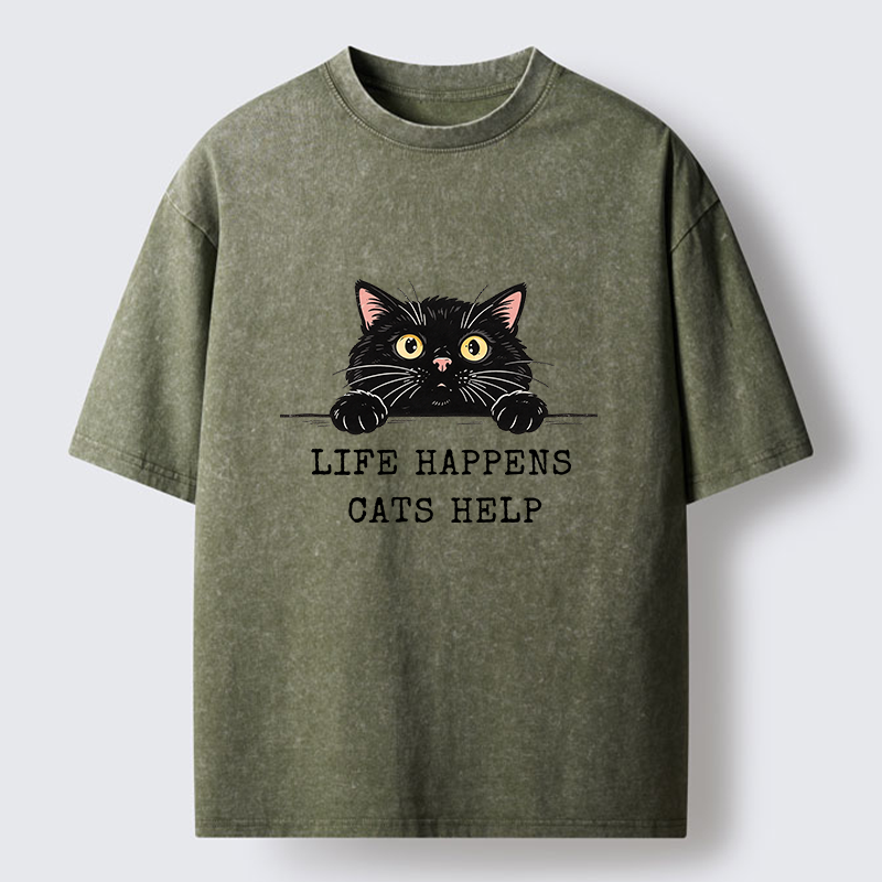 Tokyo-Tiger Cat Brings Solace To Life Washed T-Shirt