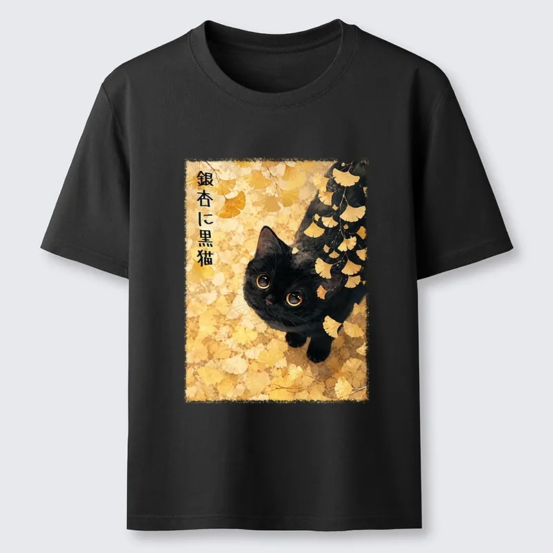 Tokyo-Tiger Ginkgo Black Cat Art Classic T-Shirt