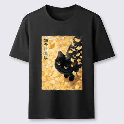 Tokyo-Tiger Ginkgo Black Cat Art Classic T-Shirt
