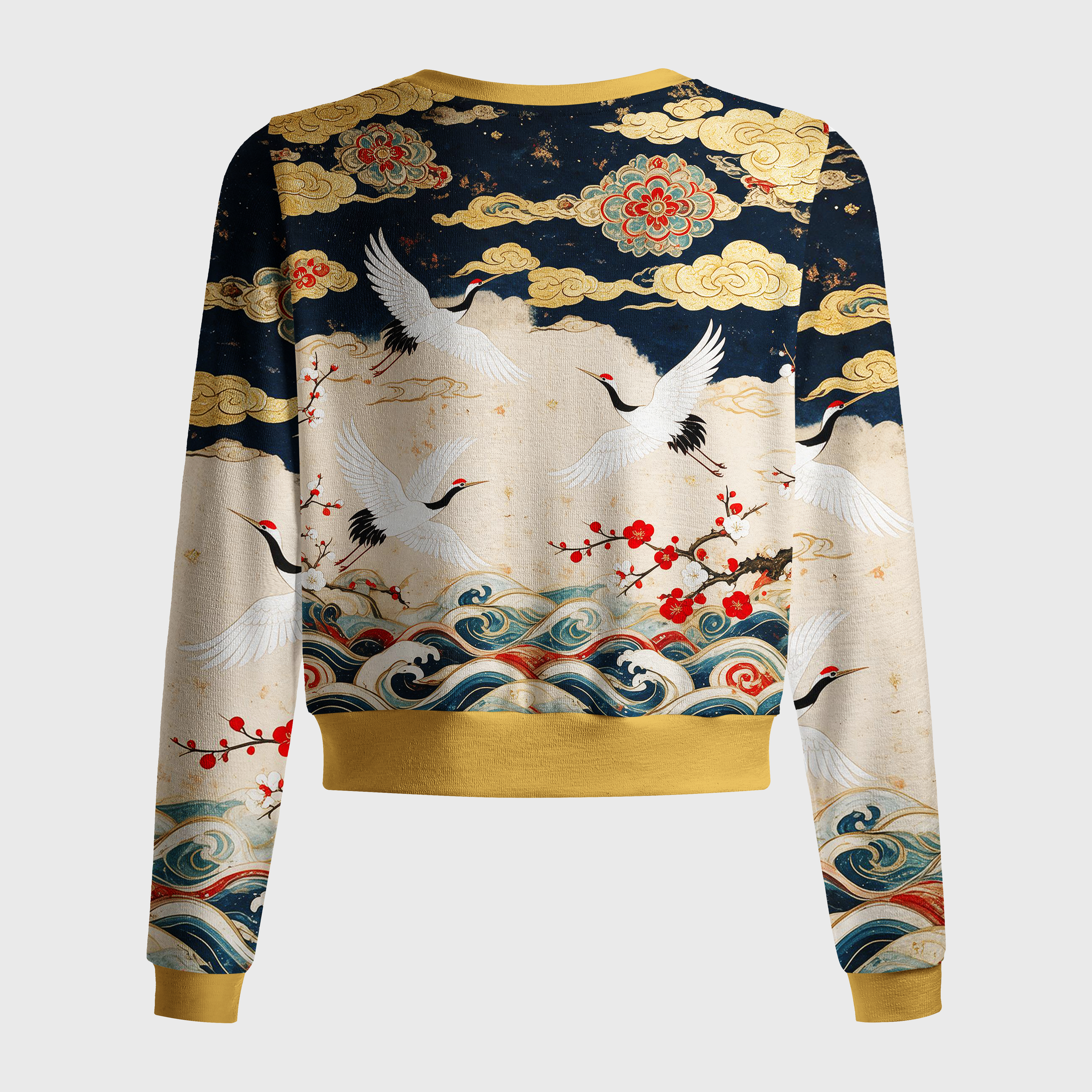 Tokyo-Tiger Red-Crowned Crane Golden Cloud Plum Blossom Women's Lightweight Cardigan