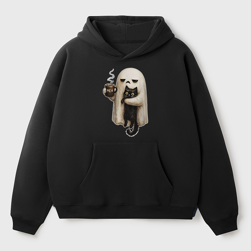 Tokyo-Tiger Ghost Cat Coffee Mood Adult Fleece Hoodie