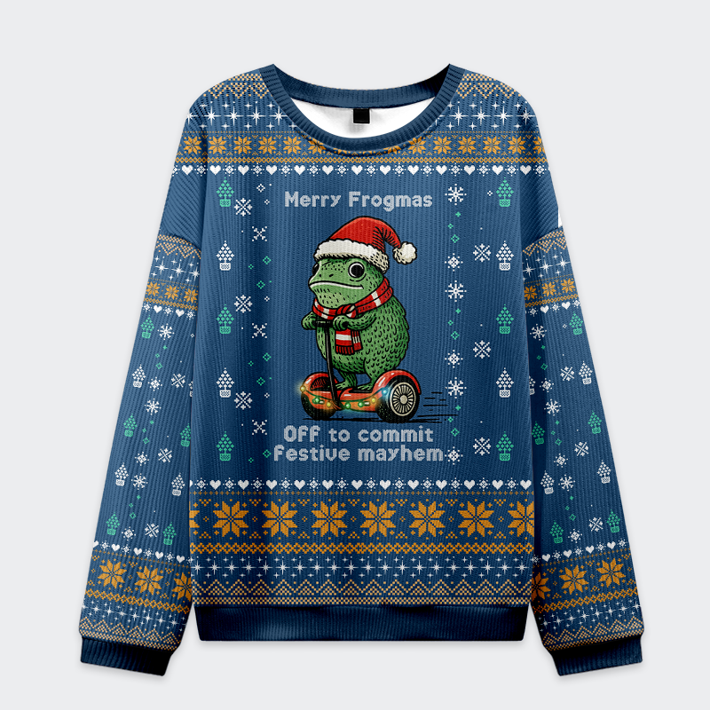 Tokyo-Tiger Funny Frogmas Mischief Ugly Sweater