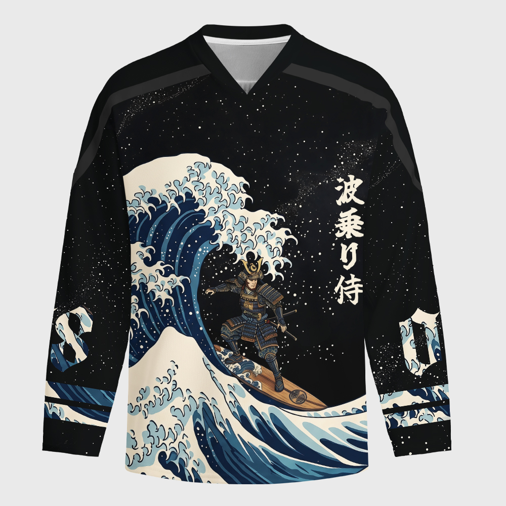 Tokyo-Tiger Samurai Wave Long-Sleeve Hockey Jersey