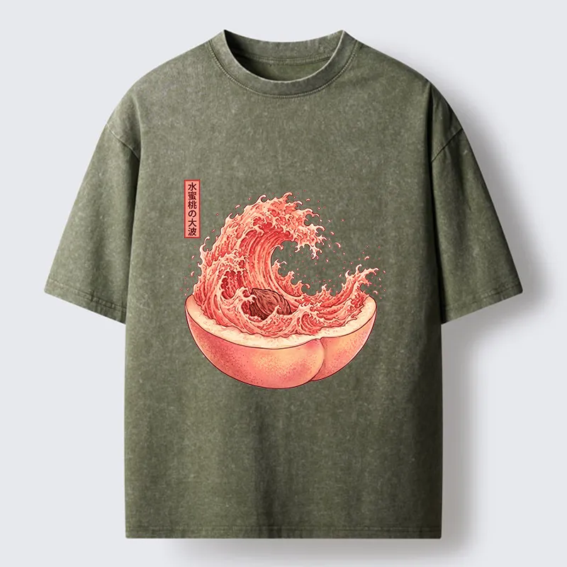 Tokyo-Tiger Vintage Peach Wave Washed T-Shirt