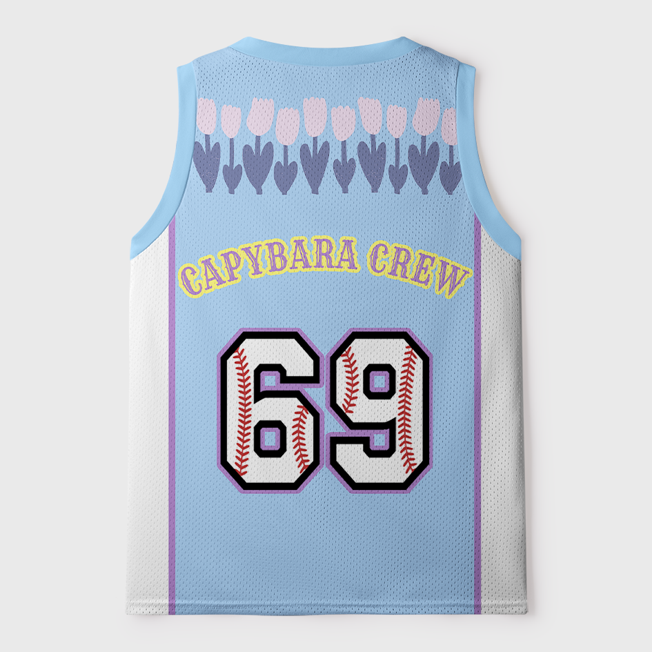 Tokyo-Tiger Capybara Crew Stacked Floral Capybara No.69 Mesh Tank Top