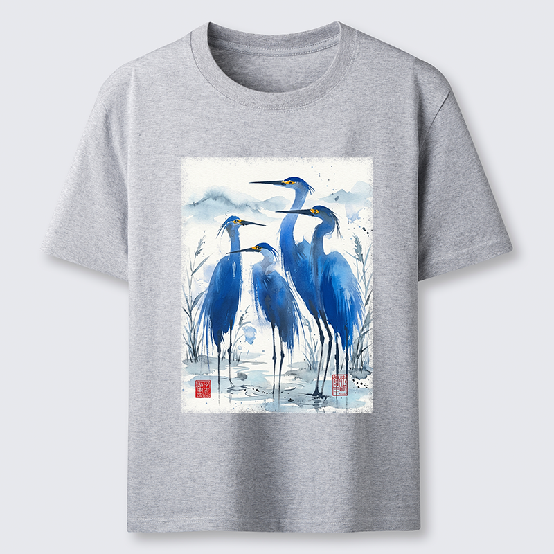 Tokyo-Tiger Blue Heron Ink Art Classic T-Shirt