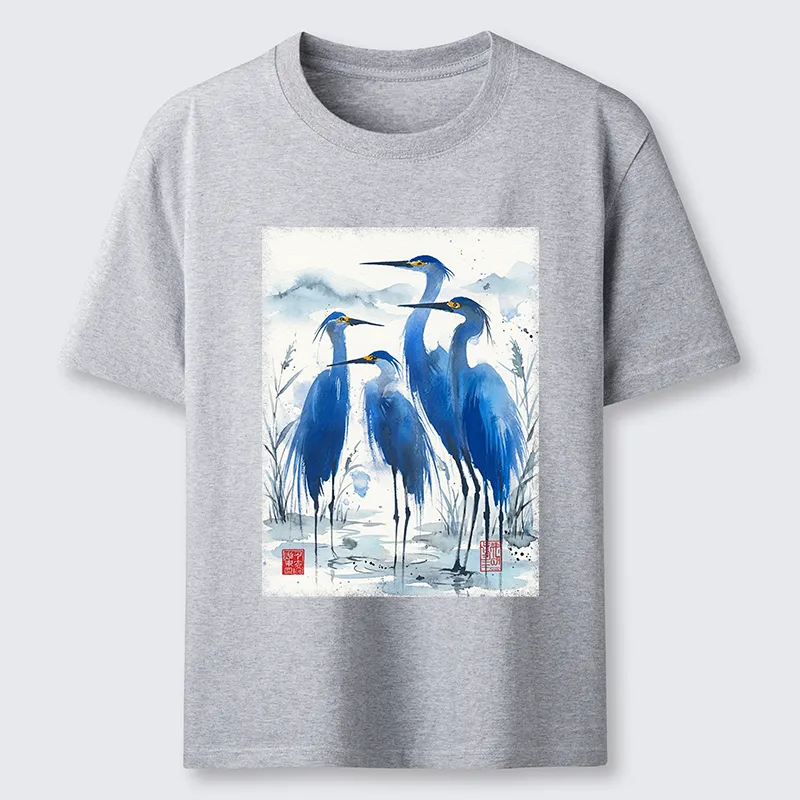 Tokyo-Tiger Blue Heron Ink Art Classic T-Shirt