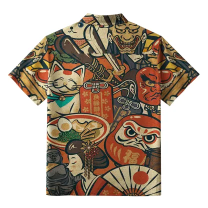 Tokyo-Tiger Japanese Traditional Elements Button-up Shirt