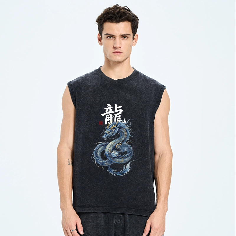 Tokyo-Tiger Mythic Blue Dragon Washed Tank