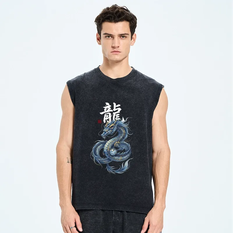 Tokyo-Tiger Mythic Blue Dragon Washed Tank