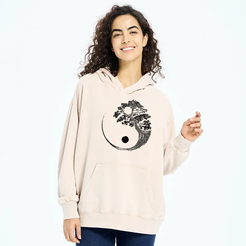 Tokyo-Tiger Yin-Yang Tai Chi Tree Washed Hoodie