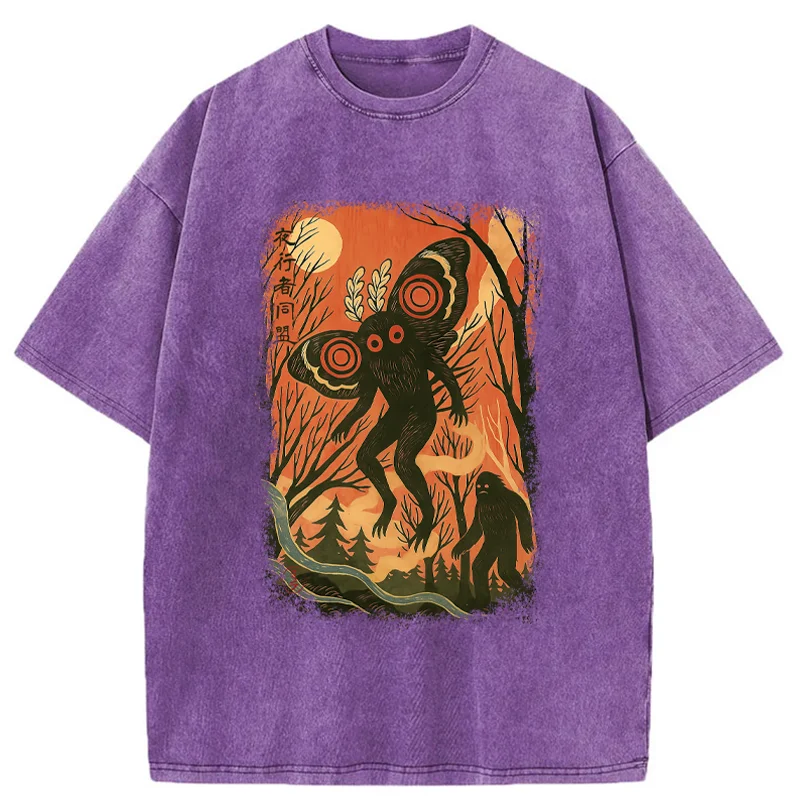 Tokyo-Tiger Vintage Bigfoot And Mothman Washed T-Shirt