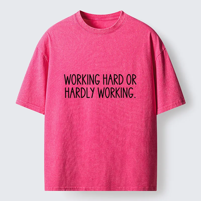Tokyo-Tiger Hard Work Pun Text Washed T-Shirt