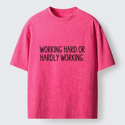Tokyo-Tiger Hard Work Pun Text Washed T-Shirt