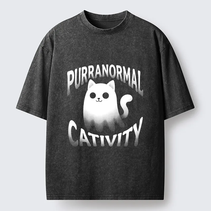 Tokyo‑Tiger Funny Ghost Cat Meme Washed T‑Shirt Sale